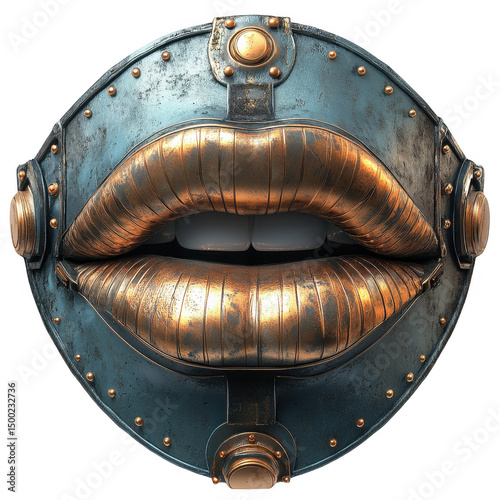Steampunk metal lips art design illustration creative concept idea art on transparent background