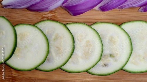 Sliced Green Zucchini or Cucumber Organic Vegetarian Vegetables Fresh and Healthy