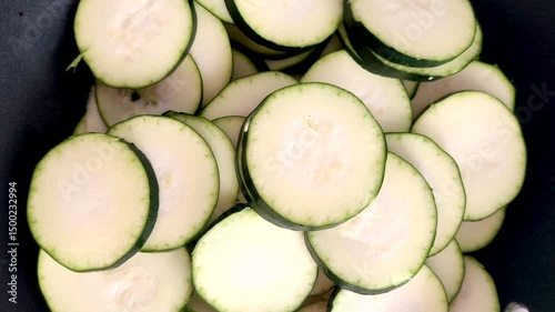 Sliced Green Zucchini or Cucumber Organic Vegetarian Vegetables Fresh and Healthy