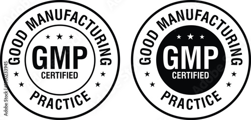 GMP certified badge. GMP certified icons set, GMP certified sticker set, Good manufacturing practices , Suitable for Medical And Health Design Element Vector Illustration