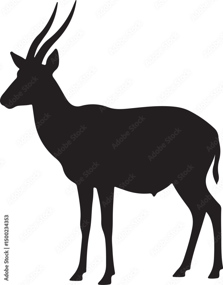 Obraz premium Oribi Antelope Side View Silhouette Vector