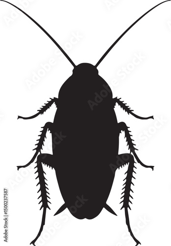 Pink Roach Top View Silhouette Vector