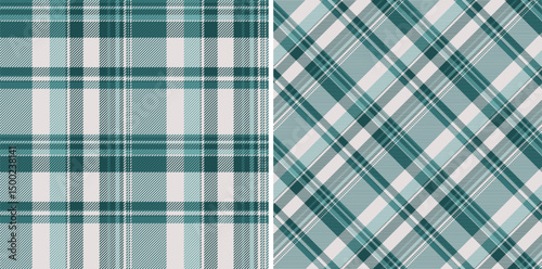 Elegant teal and white plaid patterns, perfect for textile design, website backgrounds, or fashion projects.