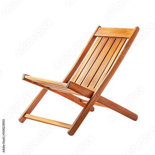 Minimalist Modern Wooden Beach Chair with a Compact Isolated on Transparent Background
