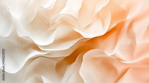 Abstract photograph of flowing, layered fabric in shades of beige and warm brown.