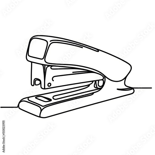 Stapler illustration in minimal line art style on a white background  