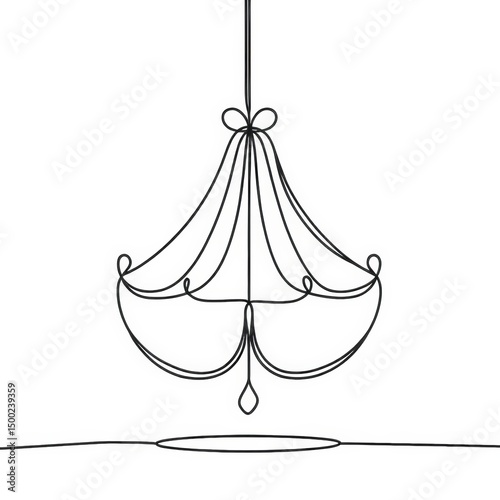 Simple line art chandelier design in minimalist style on white background  