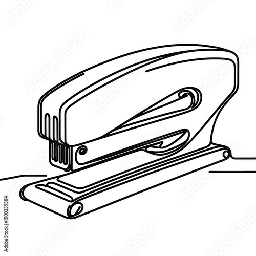 Line art illustration of a stapler on a simple surface  