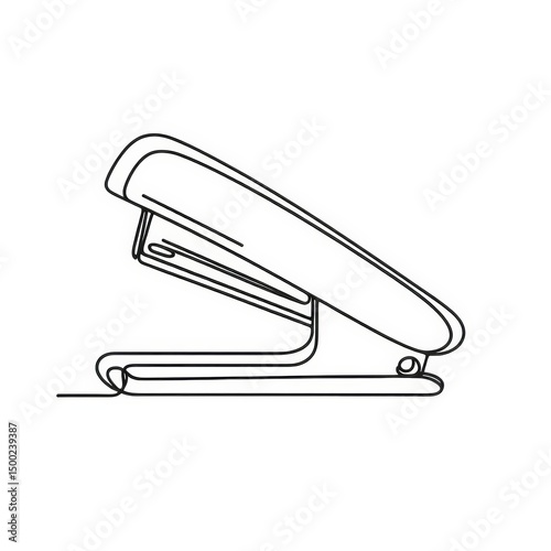 Stapler in minimalist line art design on white background  