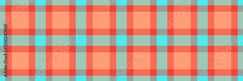 Vibrant coral, teal, and gray plaid pattern.  Perfect for textile design, website backgrounds, or any project needing a cheerful, geometric texture.