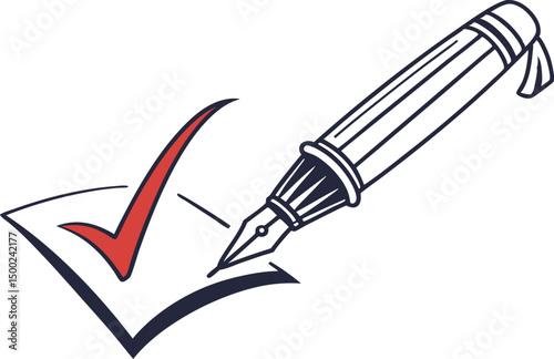 check mark and pencil