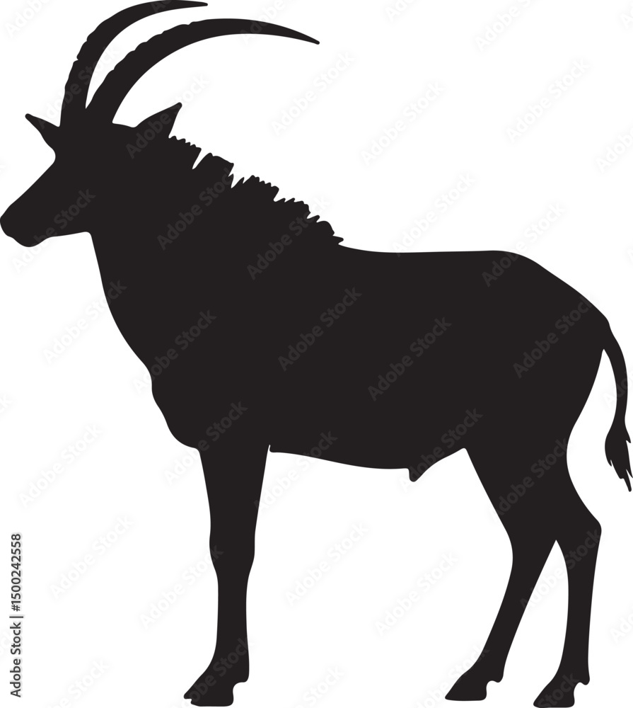 Sable Antelope Side View Silhouette Vector