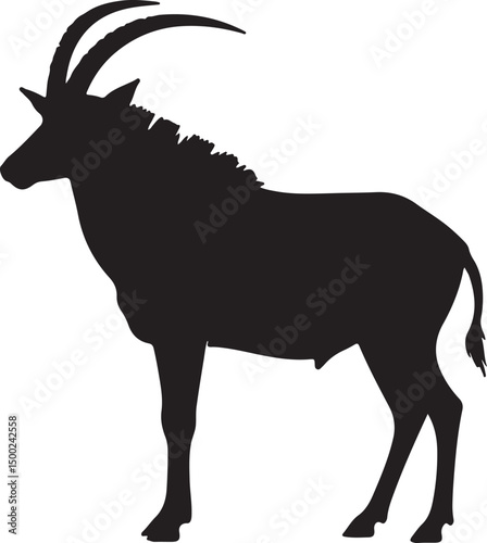 Sable Antelope Side View Silhouette Vector