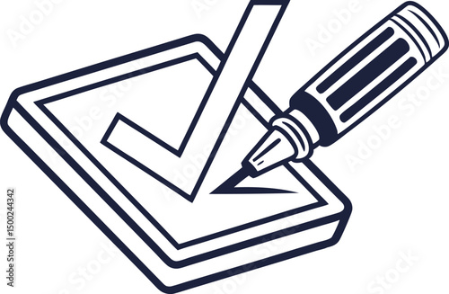 check mark and pencil