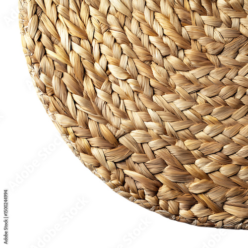 Minimalist Woven Straw Beach Mat with a Refined Design Isolated on Transparent Background