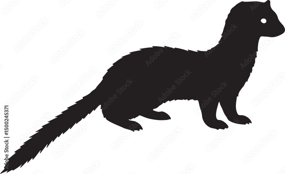 Obraz premium Siberian Weasel Silhouette Vector