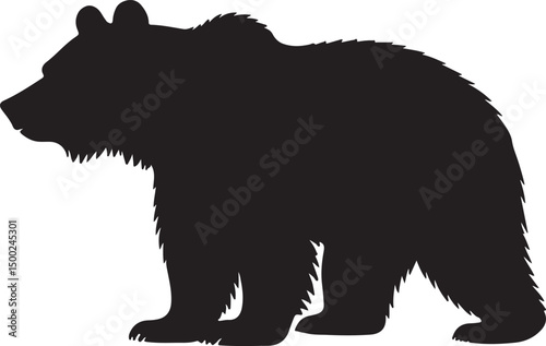 Siberian Brown Bear Silhouette Vector