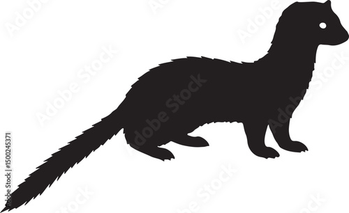 Siberian Weasel Silhouette Vector