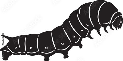 Silkworm Top View Silhouette Vector