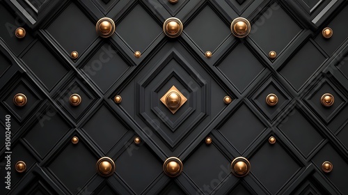 Abstract geometric pattern with black and gold squares creating a 3D effect