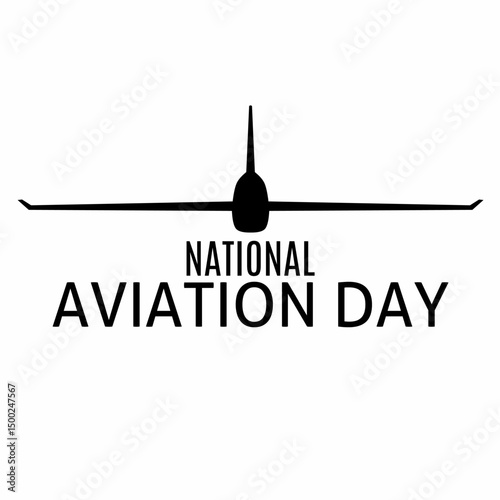 National Aviation Day greeting card. With airplane silhouette.