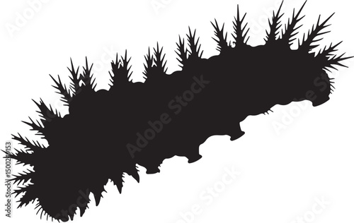 Stinging Nettle Caterpillar Top View Silhouette Vector