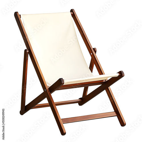 Elegant Fold Away Wooden Beach Chair with a Refined Design Isolated on Transparent Background