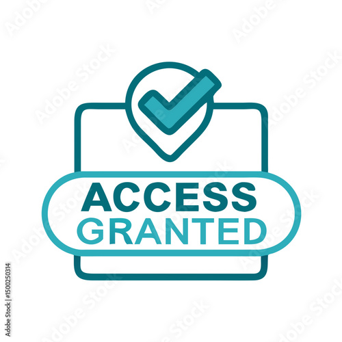 Access granted sign with checkmark in modern vector style  