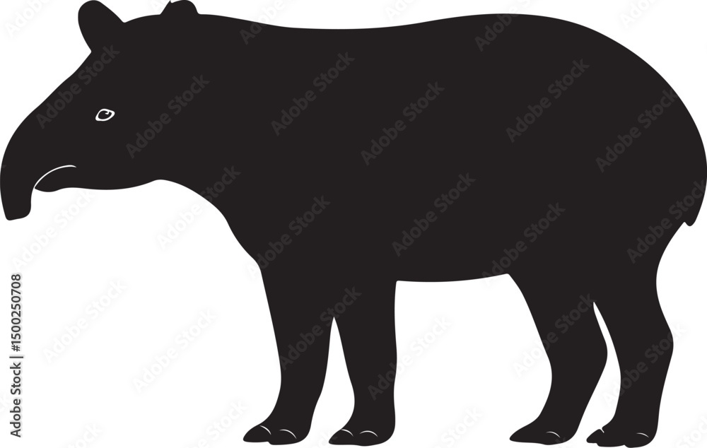 Fototapeta premium Tapir Side View Silhouette