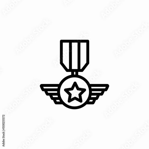 winged medal icon sign vector