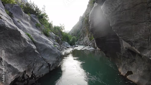 Winding mountain road. Sunny road . High quality FullHD footage