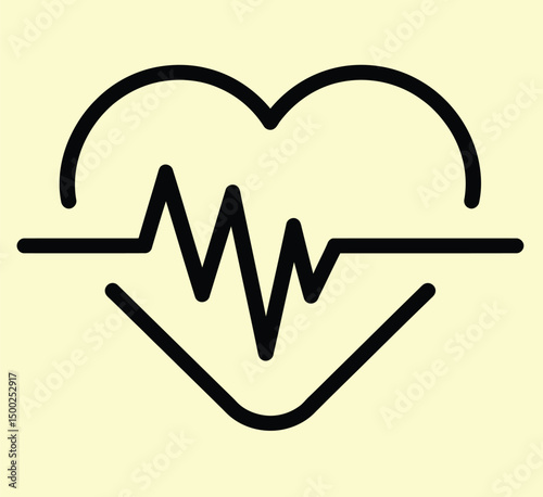 Heart Pulse Icon - Medical Heartbeat Symbol for Healthcare and Wellness Design