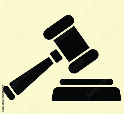Judge Hammer Symbol for Legal Justice and Court System Design