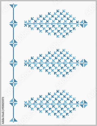 Blue decorative traditional national Ukrainian ornament pattern from Mykolaiv region