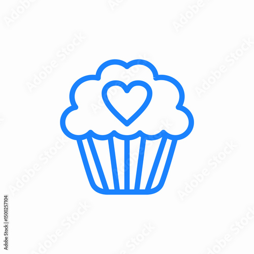 cupcake heart icon sign vector