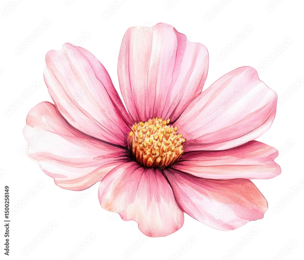 Obraz premium PNG Pink summer flower petals illustration watercolor.