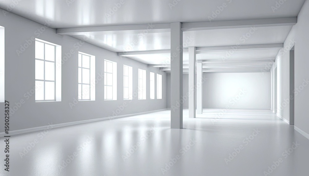 Fototapeta premium Modern Minimalist White Interior Hallway Design