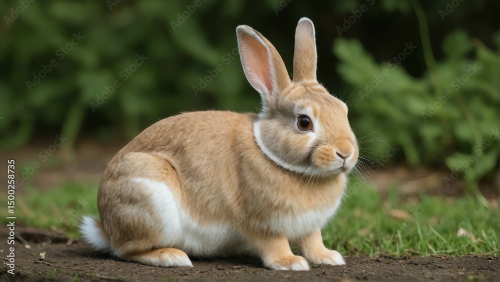 Fototapeta premium rabbit on the grass in forest cinematic view high detail image pretty rabbit 