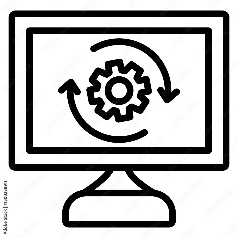 IT Hardware Lifecycle Management Vector Line Icon Design IT Hardware Lifecycle Management Vector Line Icon Design