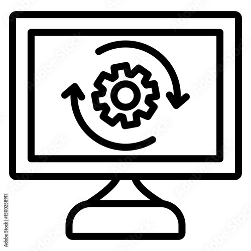 IT Hardware Lifecycle Management Vector Line Icon Design