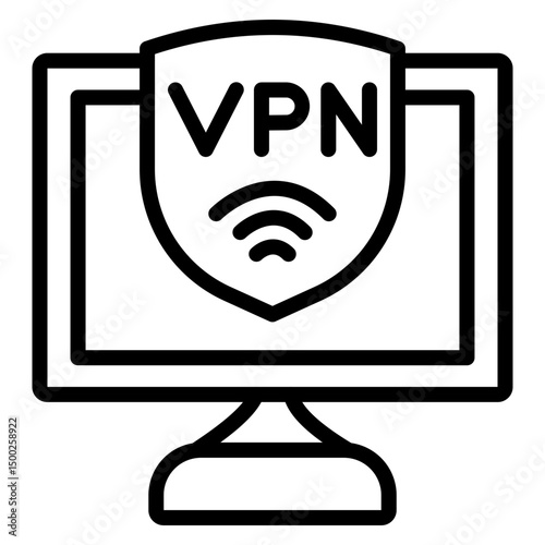 VPN Network Configuration Vector Line Icon Design photo
