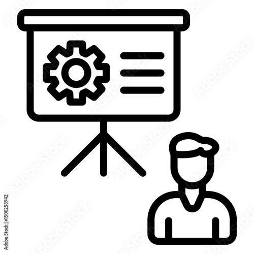 IT Employee Training Vector Line Icon Design photo