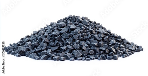 Dark gray gravel pile against white background