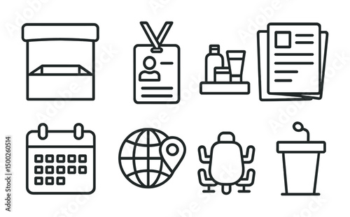 Business and conference line icons set – outline, office, meeting symbols