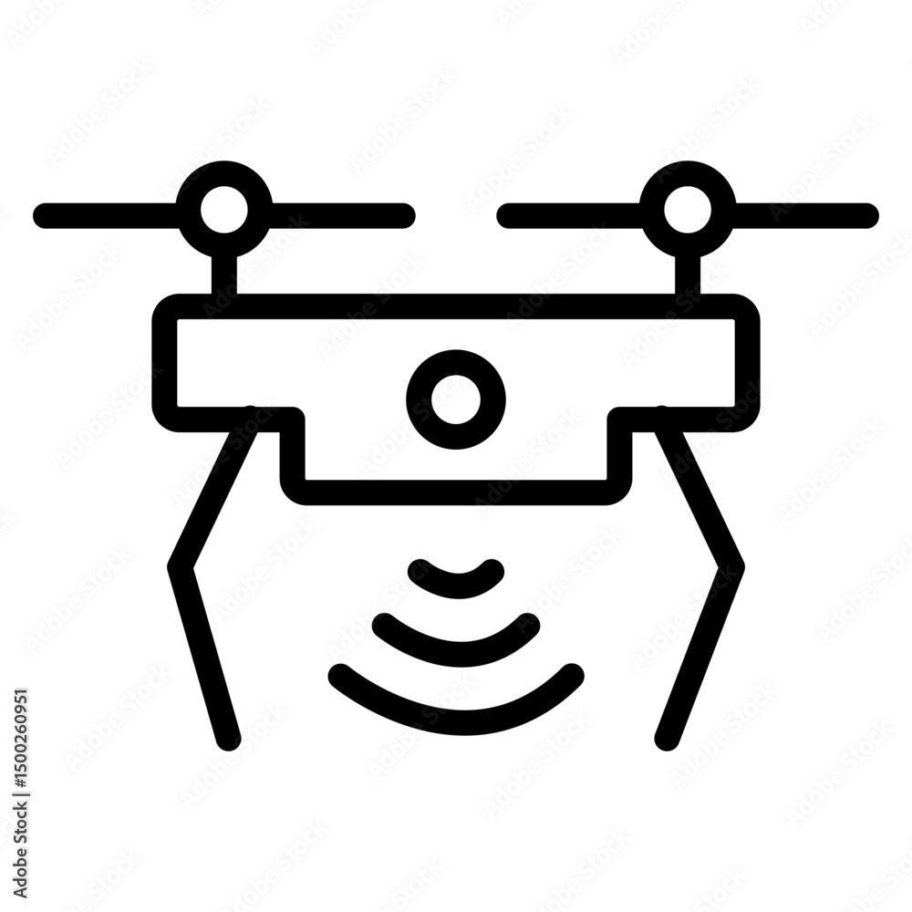 AI-Powered Autonomous Drones Vector Line Icon Design