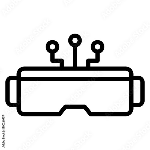 AI-Enabled Virtual Reality Worlds Vector Line Icon Design