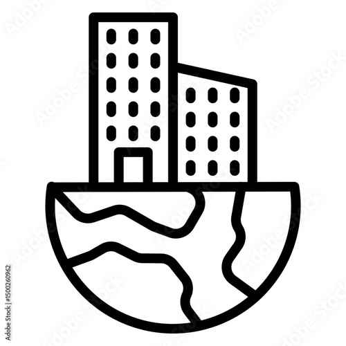 AI-Based Space Colonization Tech Vector Line Icon Design