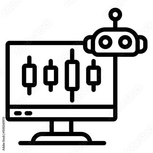 AI-Powered Crypto Trading Bots Vector Line Icon Design