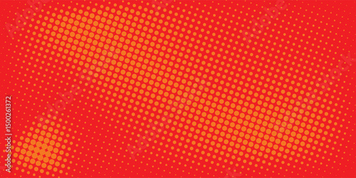 Dots halftone orange color pattern gradient texture with technology digital background. Dots pop art comics with summer background.