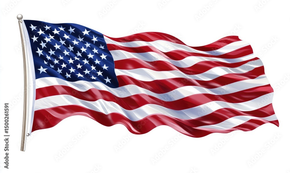 Fototapeta premium 4th of July Independence Day banner with US flag and balloons. AI generated illustration.